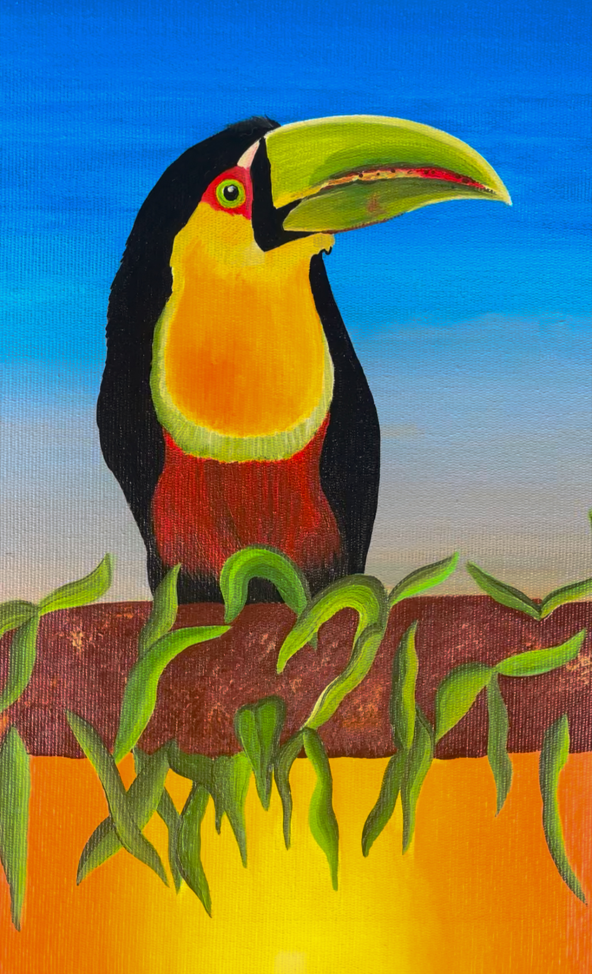 Pintura de tucano-de-bico-verde